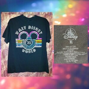 Disney Black/Multicolors Walt Disney World '71 Graphic Print Knit T-shirt Sz XL